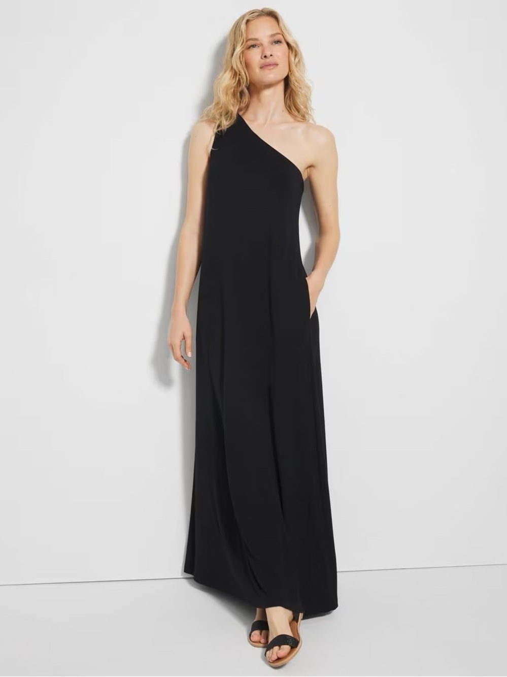 Soma One-Shoulder Black Maxi Dress